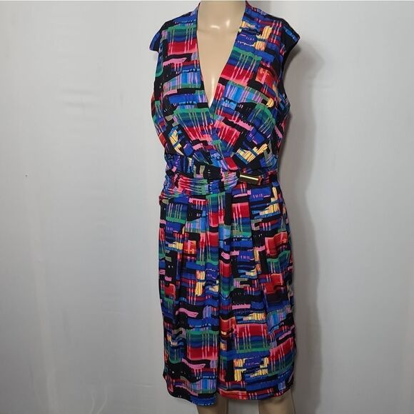 Ellen Tracy Sleeveless Sheath multi color Dress - Picture 2 of 11